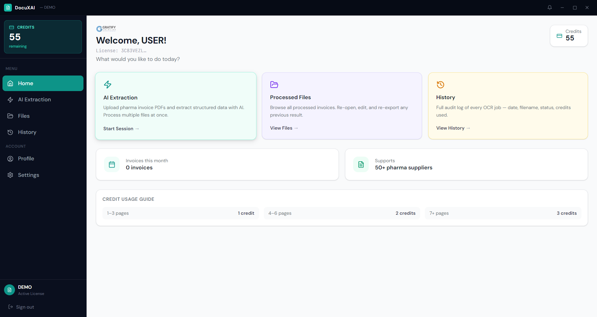 DocuxAI dashboard