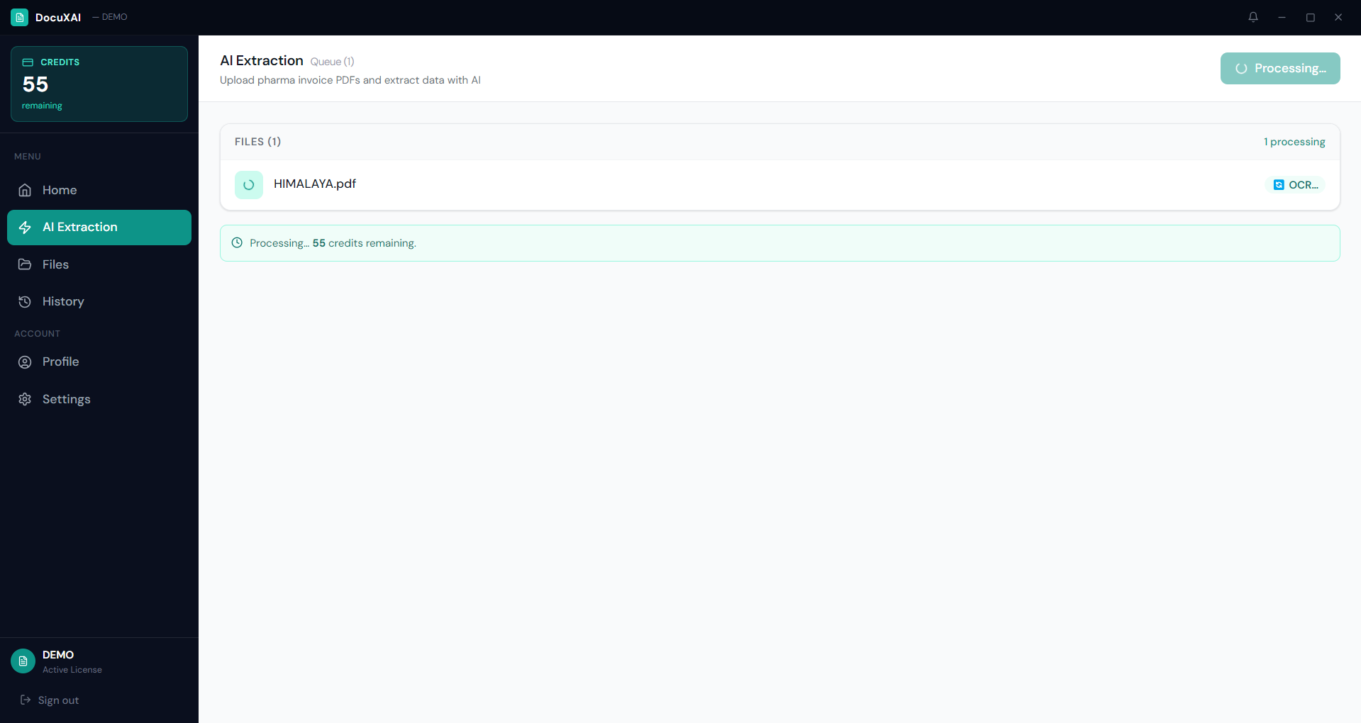 Processing Dashboard